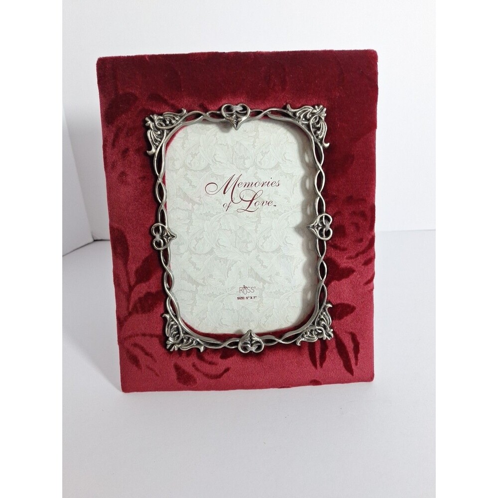 Vintage RUSS Red Velvet Photo Picture Frame Memories of Love 5 x 7 Freestanding